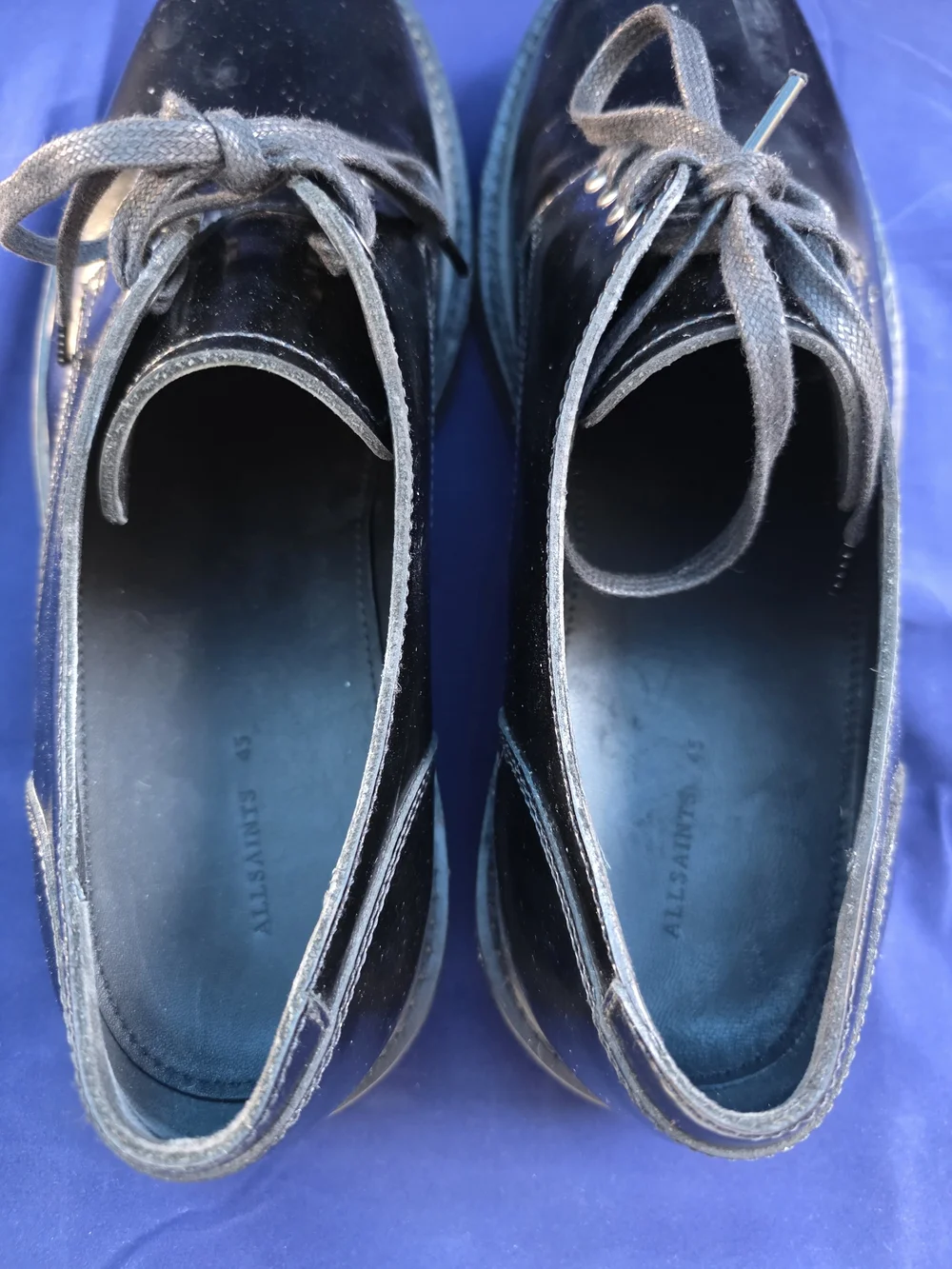 AllSaints Mercy Black Patent Leather Derby Shoes